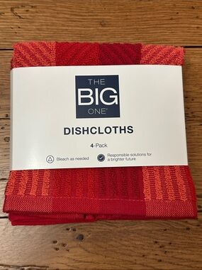 The Big One Red and Coral Striped Dishcloths 4-Pack